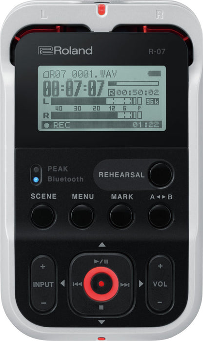 Roland R-07 High-Resolution Audio Recorder White Open Box display