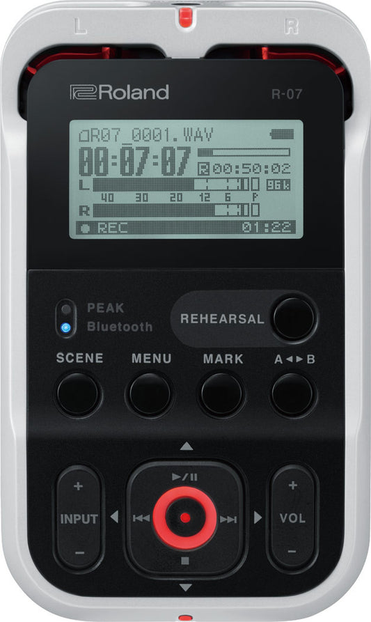 Roland R-07 High-Resolution Audio Recorder White Open Box display