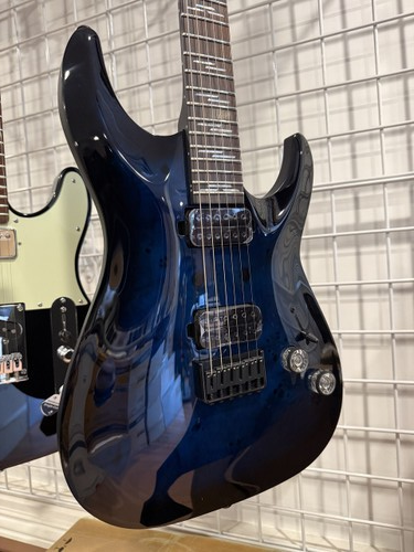 Schecter Omen Elite-6 See Thru Blue Burst 2452 guitar open box – AudioProCT